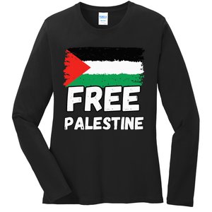 Free Palestine Flag  Ladies Long Sleeve Shirt