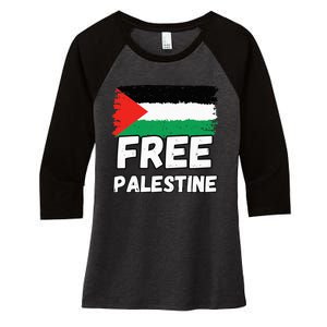 Free Palestine Flag  Women's Tri-Blend 3/4-Sleeve Raglan Shirt