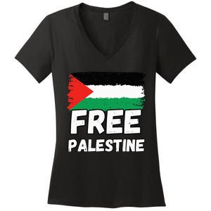 Free Palestine Flag  Women's V-Neck T-Shirt