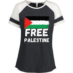 Free Palestine Flag  Enza Ladies Jersey Colorblock Tee