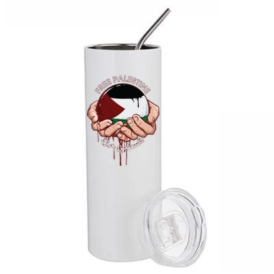 Free Palestine Flag I Love Palestine Gaza Palestinian Flag Gift Stainless Steel Tumbler