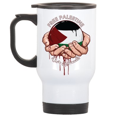 Free Palestine Flag I Love Palestine Gaza Palestinian Flag Gift Stainless Steel Travel Mug