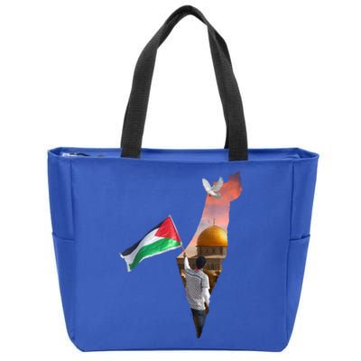 Free Palestine Flag Save Gaza Al Aqsa Mosque Jerusalem Cute Gift Zip Tote Bag