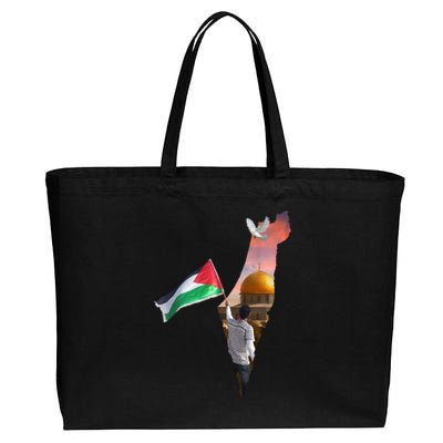 Free Palestine Flag Save Gaza Al Aqsa Mosque Jerusalem Cute Gift Cotton Canvas Jumbo Tote