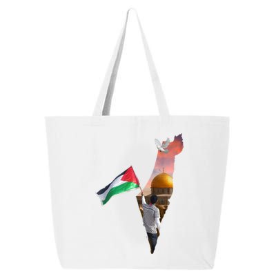 Free Palestine Flag Save Gaza Al Aqsa Mosque Jerusalem Cute Gift 25L Jumbo Tote