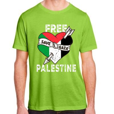 Free Palestine Flag Save Gaza Palestinian Love Heart Adult ChromaSoft Performance T-Shirt