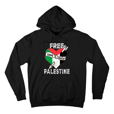 Free Palestine Flag Save Gaza Palestinian Love Heart Hoodie