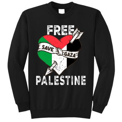 Free Palestine Flag Save Gaza Palestinian Love Heart Sweatshirt