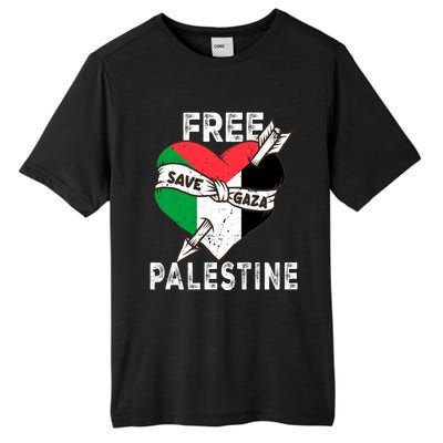 Free Palestine Flag Save Gaza Palestinian Love Heart Tall Fusion ChromaSoft Performance T-Shirt