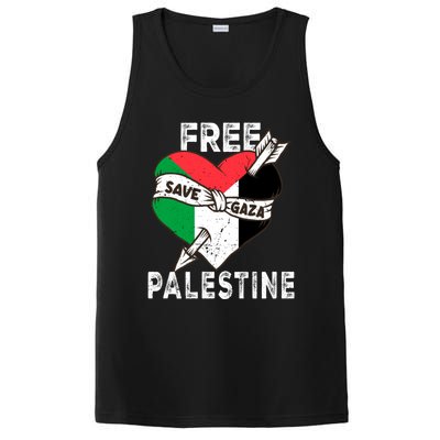 Free Palestine Flag Save Gaza Palestinian Love Heart PosiCharge Competitor Tank