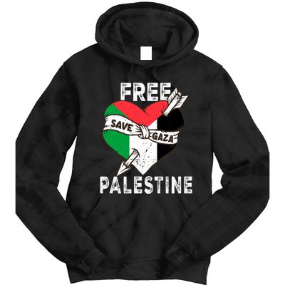 Free Palestine Flag Save Gaza Palestinian Love Heart Tie Dye Hoodie