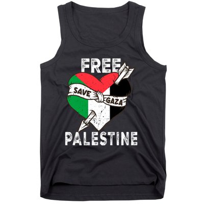 Free Palestine Flag Save Gaza Palestinian Love Heart Tank Top