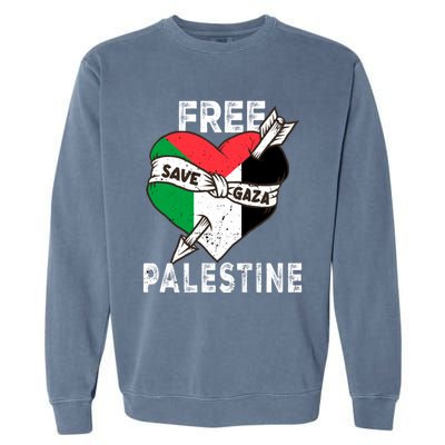 Free Palestine Flag Save Gaza Palestinian Love Heart Garment-Dyed Sweatshirt