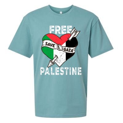 Free Palestine Flag Save Gaza Palestinian Love Heart Sueded Cloud Jersey T-Shirt