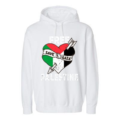 Free Palestine Flag Save Gaza Palestinian Love Heart Garment-Dyed Fleece Hoodie