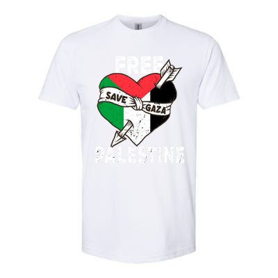 Free Palestine Flag Save Gaza Palestinian Love Heart Softstyle CVC T-Shirt