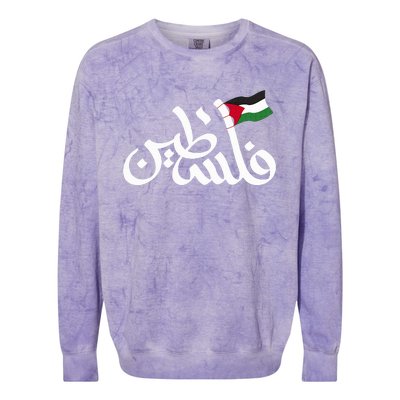 Free Palestine Flag Arabic Support Gaza Palestinian Human Colorblast Crewneck Sweatshirt