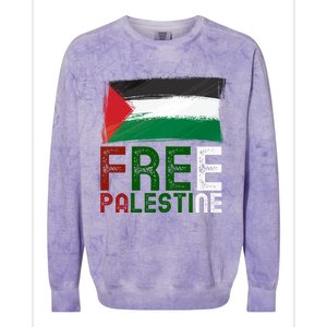 Free Palestine Flag Arabic Free Gaza Palestinian Flag Gift Colorblast Crewneck Sweatshirt