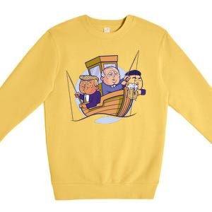 Fishing Presidents Funny Premium Crewneck Sweatshirt