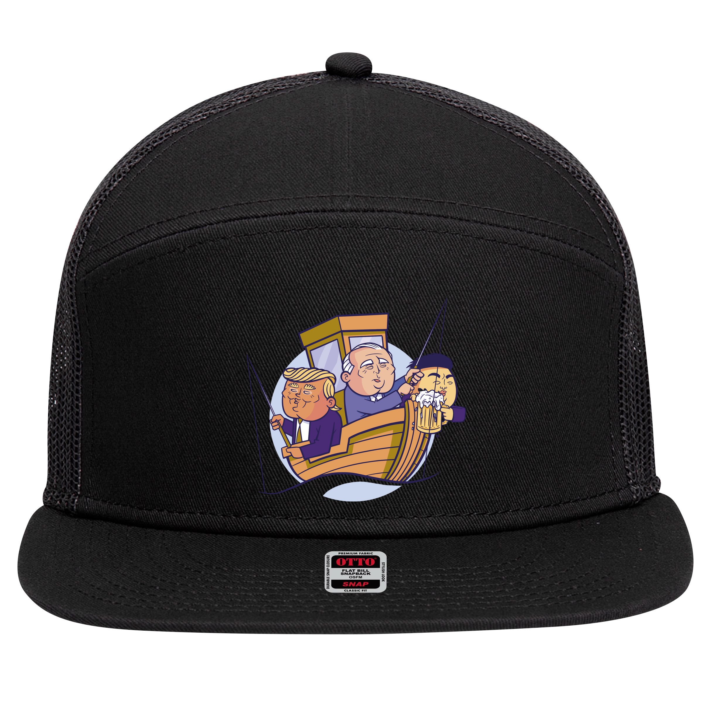 Fishing Presidents Funny 7 Panel Mesh Trucker Snapback Hat
