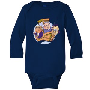 Fishing Presidents Funny Baby Long Sleeve Bodysuit