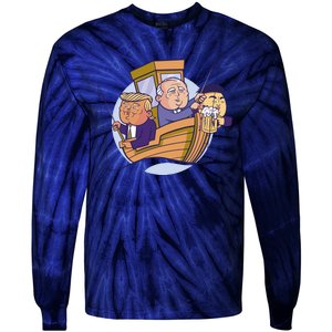 Fishing Presidents Funny Tie-Dye Long Sleeve Shirt