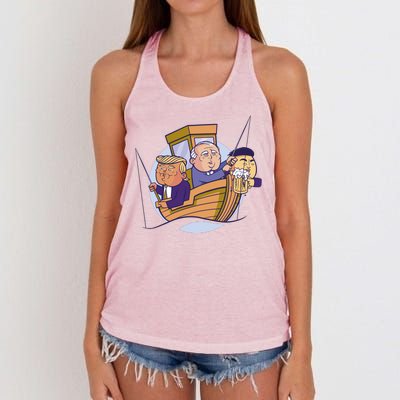 Fishing Presidents Funny Women's Knotted Racerback Tank