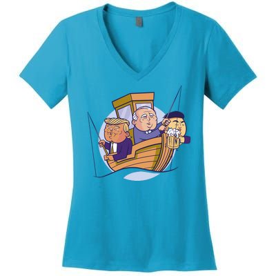 Fishing Presidents Funny Women's V-Neck T-Shirt