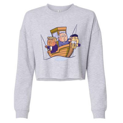 Fishing Presidents Funny Cropped Pullover Crew