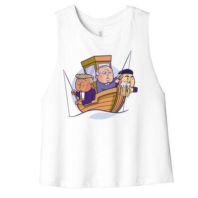 Fishing Presidents Funny Women's Racerback Cropped Tank