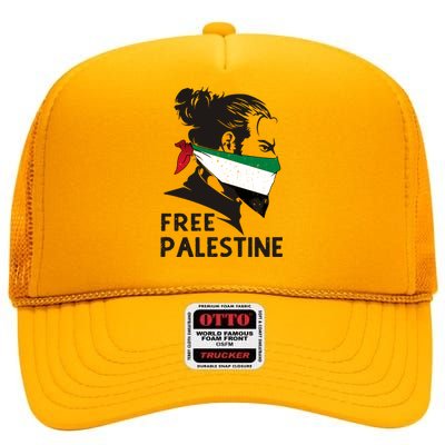 Free Palestine Flag Save Gaza End Occupation Palestinian Gift High Crown Mesh Back Trucker Hat