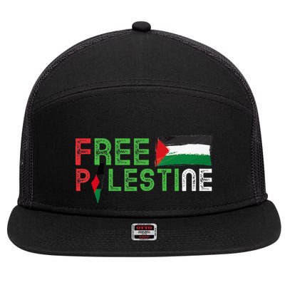 Free Palestine Flag Arabic Free Gaza Palestinian Flag 7 Panel Mesh Trucker Snapback Hat