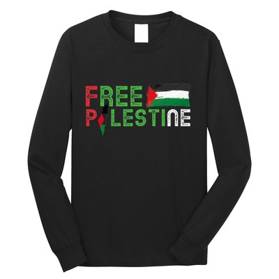 Free Palestine Flag Arabic Free Gaza Palestinian Flag Long Sleeve Shirt