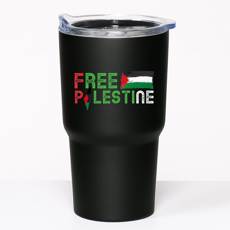 Free Palestine Flag Arabic Free Gaza Palestinian Flag Tumbler