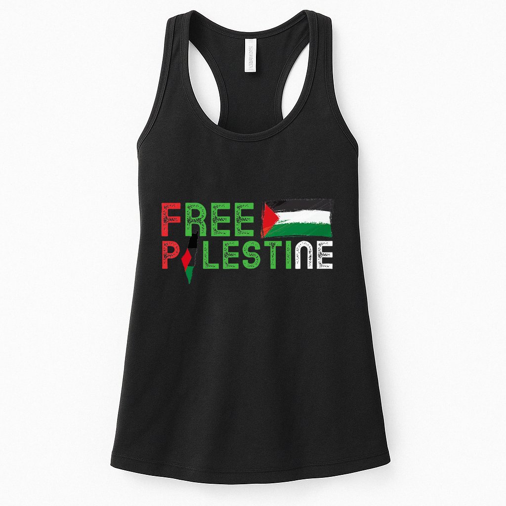 Free Palestine Flag Arabic Free Gaza Palestinian Flag Womens Tank Top