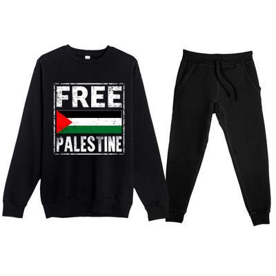 Free Palestine Flag Graphic Meaningful Gift Premium Crewneck Sweatsuit Set