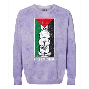 Free Palestine Flag Hanthala Gaza Save Sheikh Jarrah Colorblast Crewneck Sweatshirt