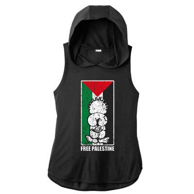 Free Palestine Flag Hanthala Gaza Save Sheikh Jarrah Ladies PosiCharge Tri-Blend Wicking Draft Hoodie Tank