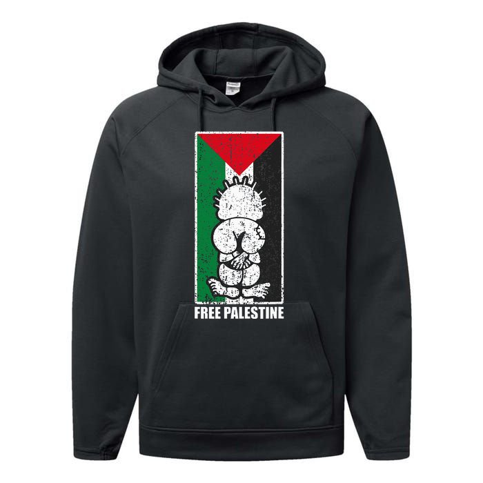 Free Palestine Flag Hanthala Gaza Save Sheikh Jarrah Performance Fleece Hoodie