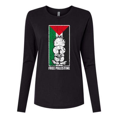 Free Palestine Flag Hanthala Gaza Save Sheikh Jarrah Womens Cotton Relaxed Long Sleeve T-Shirt