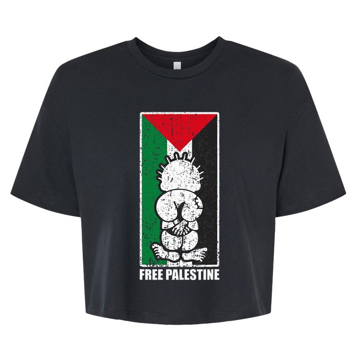 Free Palestine Flag Hanthala Gaza Save Sheikh Jarrah Bella+Canvas Jersey Crop Tee