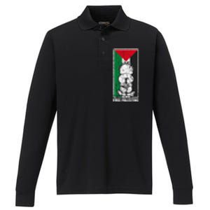 Free Palestine Flag Hanthala Gaza Save Sheikh Jarrah Performance Long Sleeve Polo