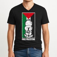 Free Palestine Flag Hanthala Gaza Save Sheikh Jarrah V-Neck T-Shirt