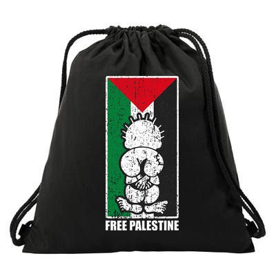 Free Palestine Flag Hanthala Gaza Save Sheikh Jarrah Drawstring Bag