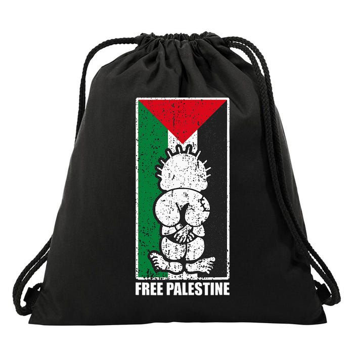 Free Palestine Flag Hanthala Gaza Save Sheikh Jarrah Drawstring Bag