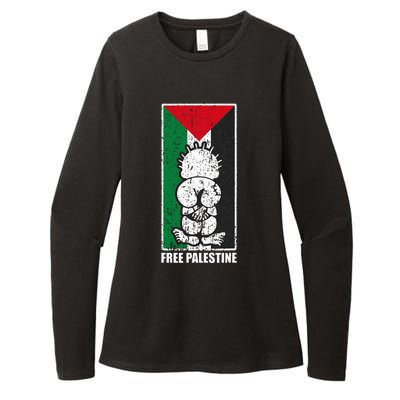 Free Palestine Flag Hanthala Gaza Save Sheikh Jarrah Womens CVC Long Sleeve Shirt