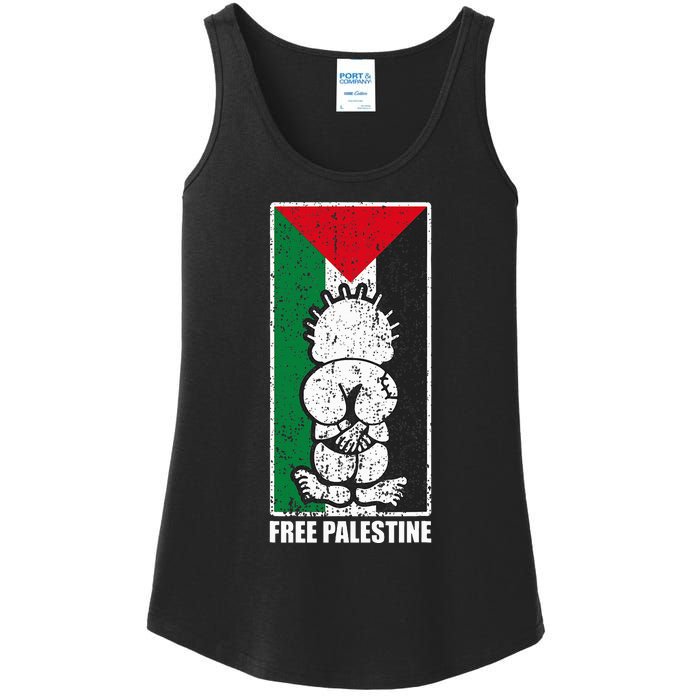 Free Palestine Flag Hanthala Gaza Save Sheikh Jarrah Ladies Essential Tank