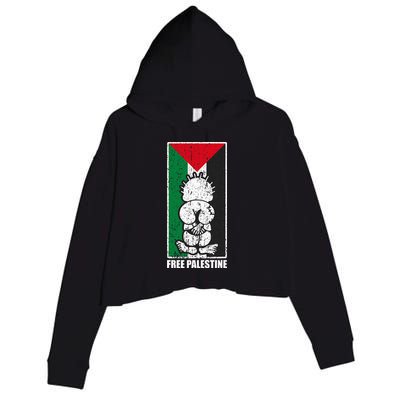 Free Palestine Flag Hanthala Gaza Save Sheikh Jarrah Crop Fleece Hoodie