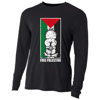 Free Palestine Flag Hanthala Gaza Save Sheikh Jarrah Cooling Performance Long Sleeve Crew