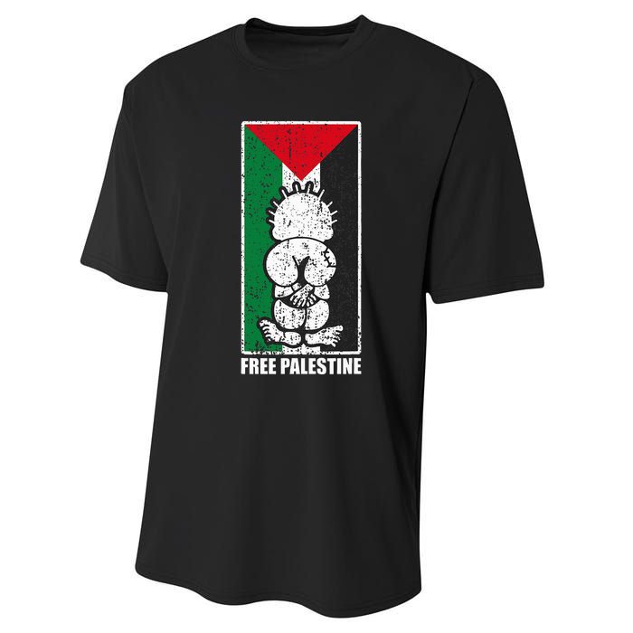 Free Palestine Flag Hanthala Gaza Save Sheikh Jarrah Performance Sprint T-Shirt